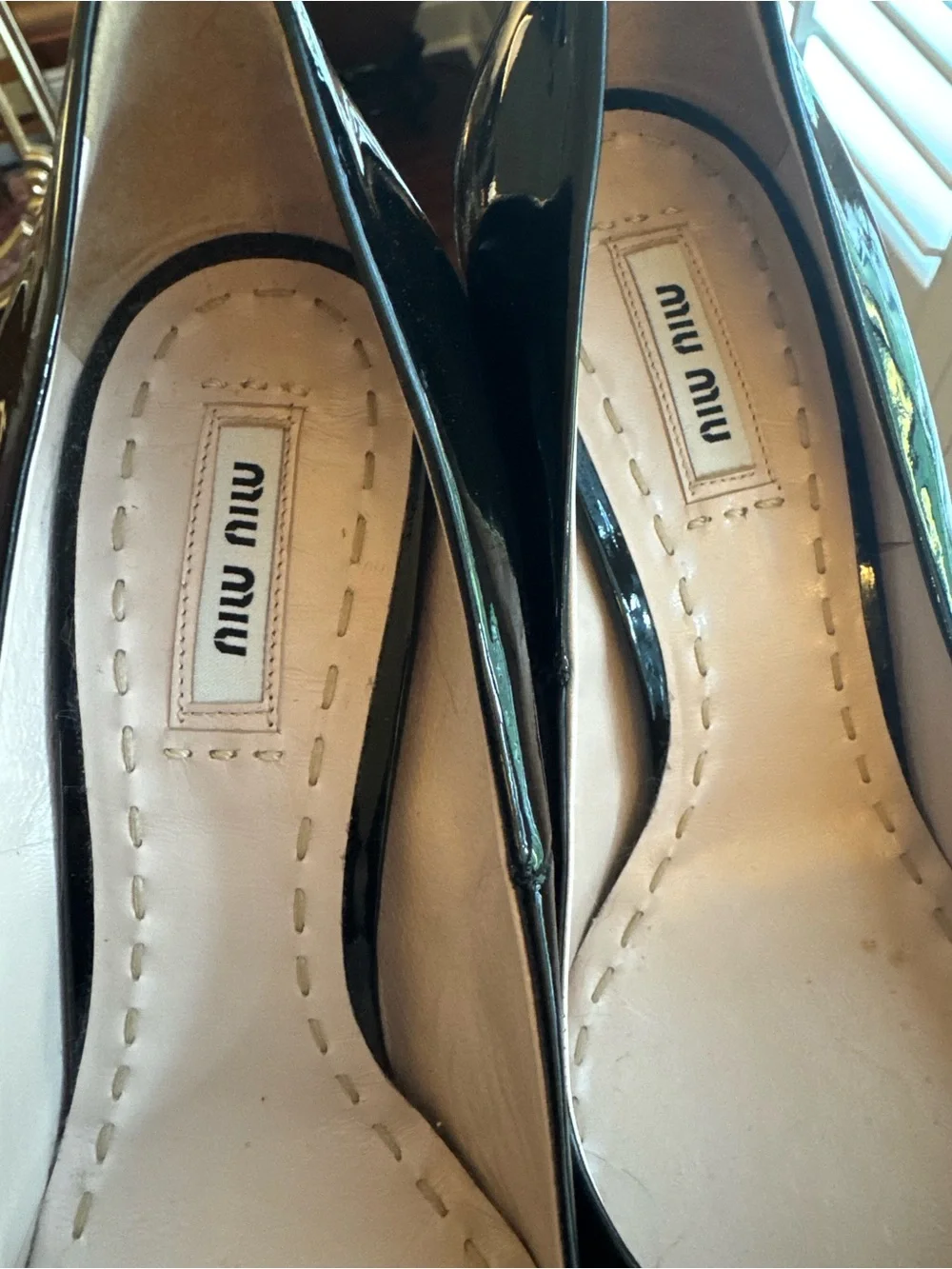 Miu Miu Black Patent Pointed Pumps